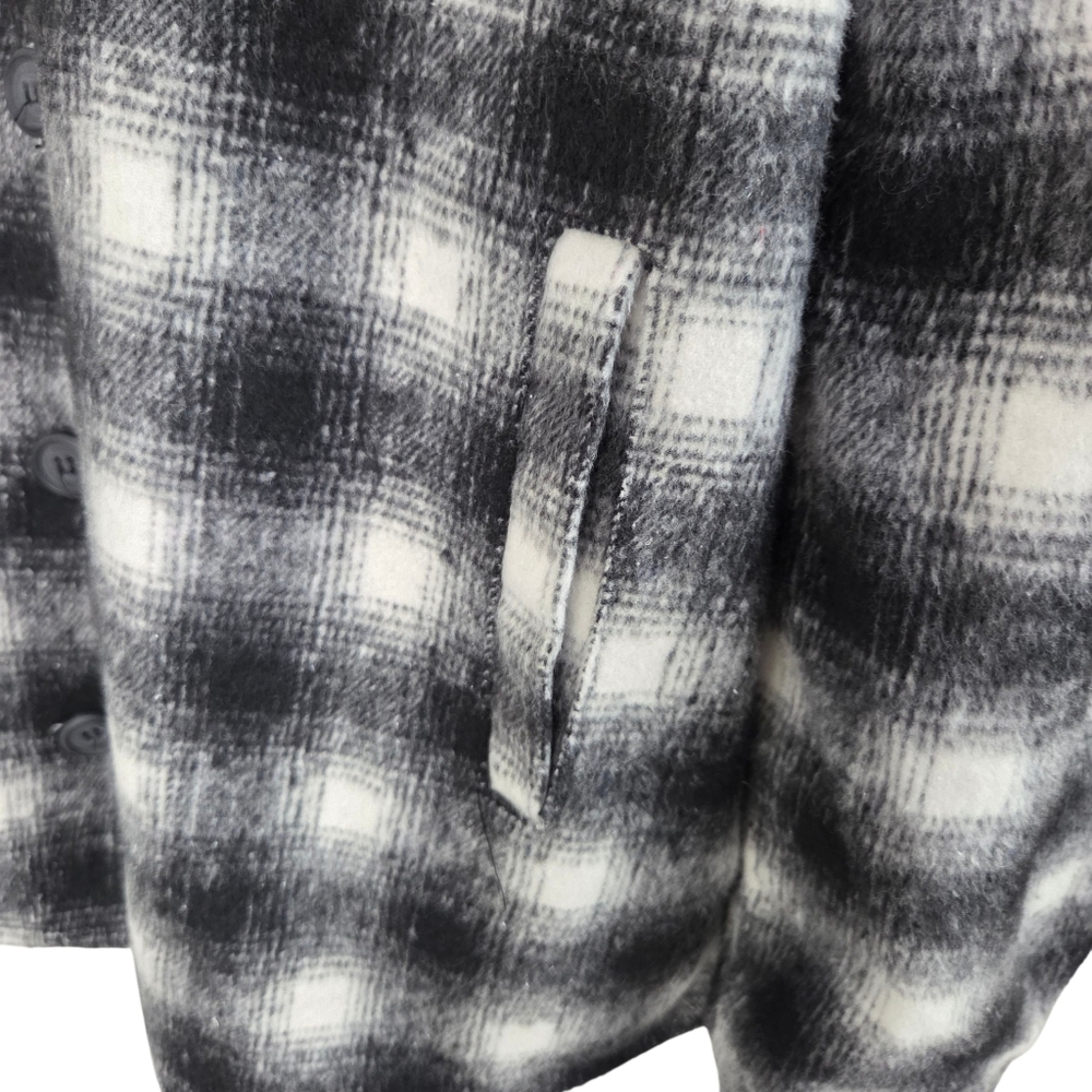 Thread & Supply Plaid Shacket Flannel Shirt Jacket NEW Womens Medium Black White - Picture 8 of 14
